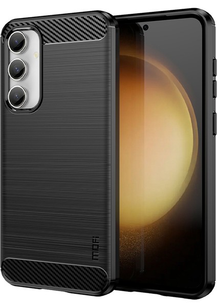 Samsung Galaxy S23 Fe Fırçalanmış Karbon Fiber Doku Telefon Kılıfı Yumuşak Tpu Telefon Kabuğu Kapağı (Yurt Dışından)
