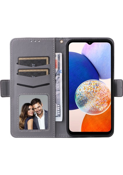 Samsung Galaxy A15 4g/5g Cüzdan Kılıfı Pu Deri Litchi Doku Telefon Stand Kapağı (Yurt Dışından)