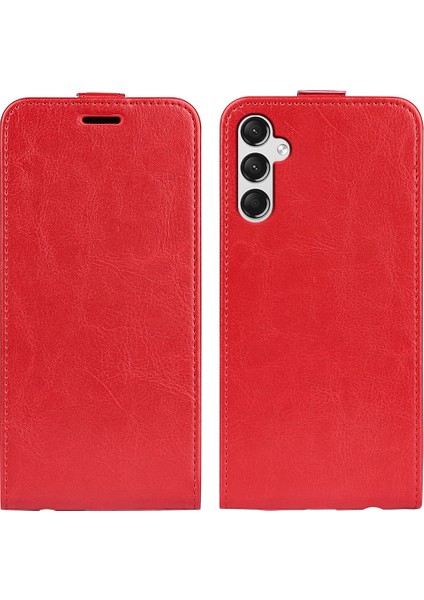 Samsung Galaxy A25 5g Çılgın At Dokusu Pu Deri Telefon Kabuğu Dikey Flip Kapak (Yurt Dışından)