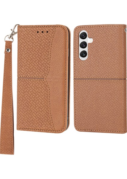 Samsung Galaxy A15 4g/galaxy A15 5g Manyetik Telefon Kılıfı Dokuma Doku Folio Stand Kapağı (Yurt Dışından)
