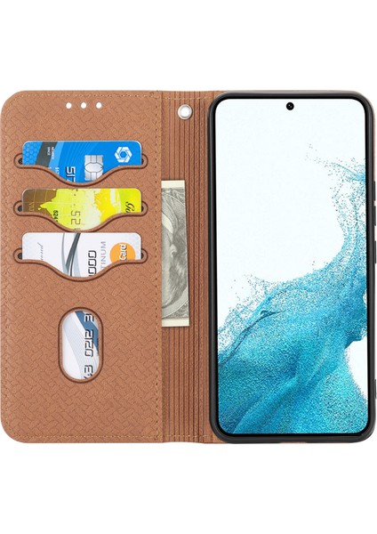 Samsung Galaxy A15 4g/galaxy A15 5g Manyetik Telefon Kılıfı Dokuma Doku Folio Stand Kapağı (Yurt Dışından)