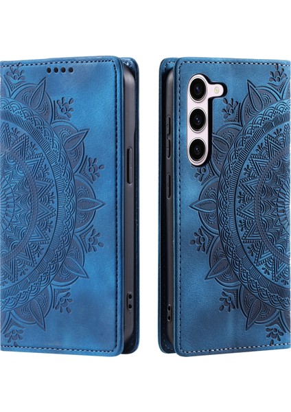 Samsung Galaxy S23 Deri Basılı Mandala Çiçek Telefon Koruyucu (Yurt Dışından)