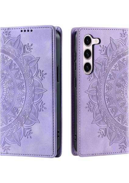 Samsung Galaxy S23 Deri Basılı Mandala Çiçek Telefon Koruyucu (Yurt Dışından)