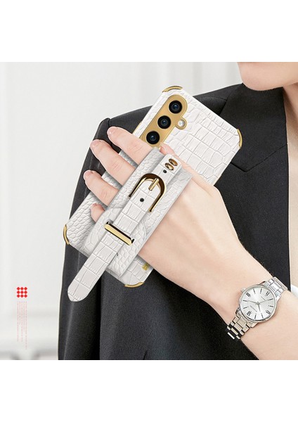 Samsung Galaxy A15 4g/5g Timsah Doku Bileklik Kickstand Sırt Örtüsü (Yurt Dışından) modelleri