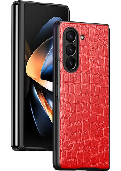 Samsung Galaxy Z Fold6 5g Timsah Dokulu Deri Kaplamalı Pc Sert Telefon Kapağı (Yurt Dışından)