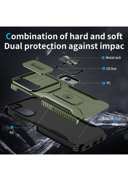 Samsung Galaxy A14 Slayt Lens Kapağı Pc+ Tpu Telefon Kapağı Kickstand Anti Drop Shell (Yurt Dışından) modelleri