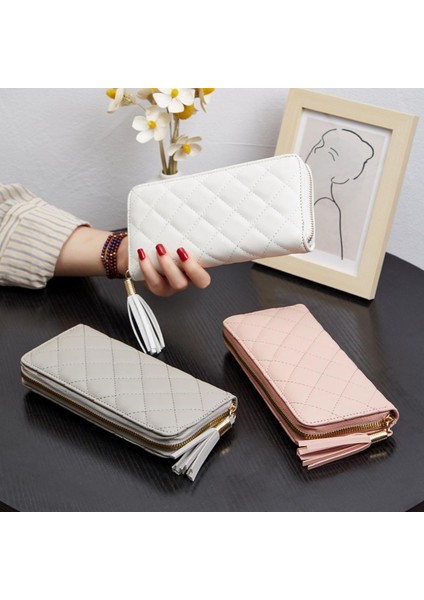 Kadınlar Için Küçük Çantalar Moda 2022 Trend Yeni Cüzdan Saf Renk Yün Topu Yay El Çantası Kadın Uzun Çanta Kart Çantası Bozuk Para Cüzdanı (Yurt Dışından)