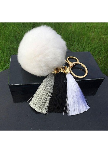 3 Püsküller Tavşan Saç Topu Araba Anahtarlık Kolye Kolye Toka (Yurt Dışından)