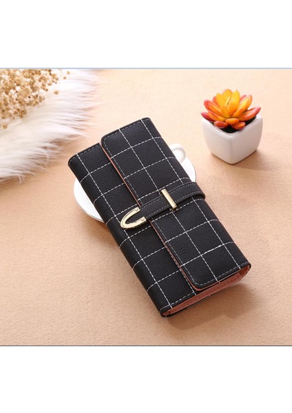 Kadın Cüzdan Uzun Ekose Pu Deri Moda Çile Bozuk Para Cüzdanı Telefonu Çanta Kart Sahipleri Kadın Cüzdan Kızlar Bayanlar Için (Yurt Dışından)