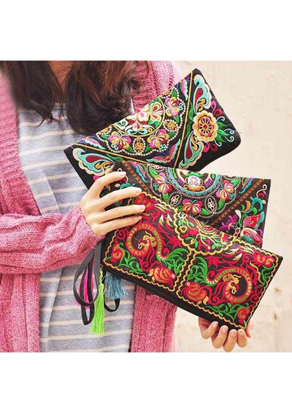 Sıcak Vintage Etnik Omuz Çantası Nakış Boho Hippi Püskül Tote Cüzdan (Yurt Dışından)