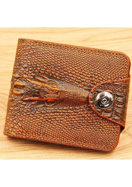 Moda Iş Erkek Cüzdan Timsah Desen Çift Hat Manyetik Toka Kısa Cüzdan Vintage Erkek Rahat Pu Deri Çanta (Yurt Dışından)