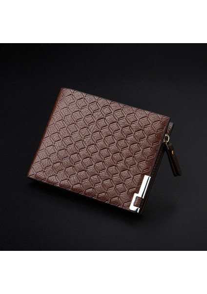 Lüks Erkek Cüzdan Pu Deri Kabartmalı Donanım Fermuar Kısa Çanta Çoklu Kart Cep Eğlence Iş Para Çantası (Yurt Dışından)