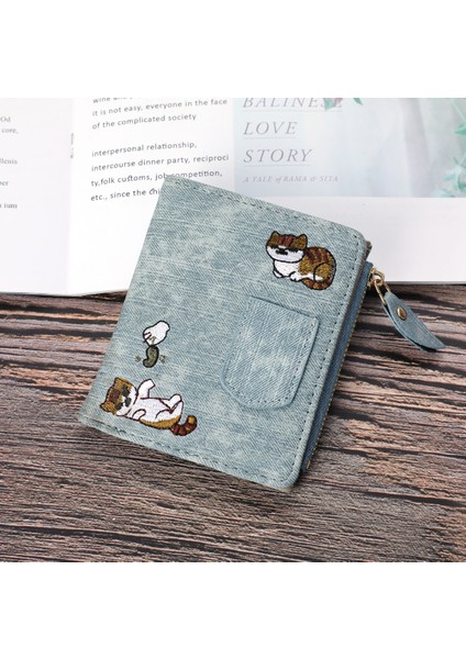 Kısa Cüzdan Kadın 2020 Sonbahar Yeni Kedi Işlemeli Tuval Debriyaj Büyük Kapasiteli Moda Bozuk Para Cüzdanı Çok Fonksiyonlu Kart Tutucu (Yurt Dışından) fiyatları