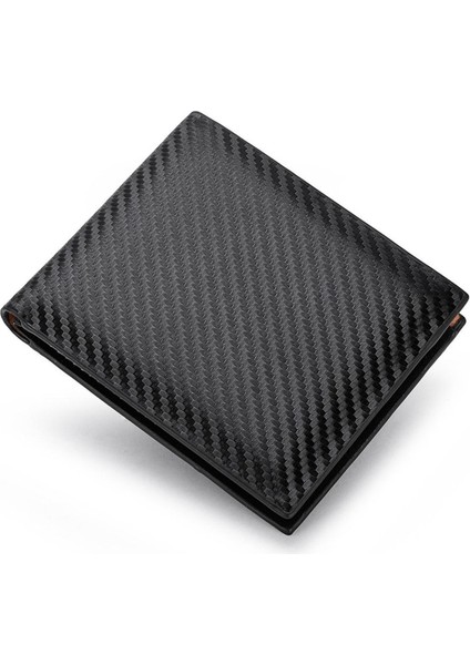 Yeni Karbon Fiber Erkek Cüzdan Retro Bir Fermuar Yatay Cüzdan Erkek Pu Deri Ekose Açık Bozuk Para Cüzdanı Çok Fonksiyonlu Kart Tutucu (Yurt Dışından)