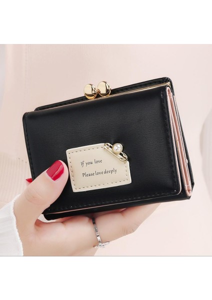 Kadın Cüzdan Kadın Kısa Tasarım Moda Üç Katlı Çanta Basit Sevimli Öğrenci Debriyaj Kart Sahibinin Bozuk Para Cüzdanı (Yurt Dışından) fırsatları