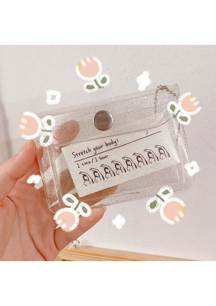 Moda Şeffaf Su Geçirmez Pvc Kadın Kart Durumda Kartvizitlik Erkekler Kredi Kartı Çantası Kımlık Kartı Mini Cüzdan Kızlar Bozuk Para Cüzdanı (Yurt Dışından)