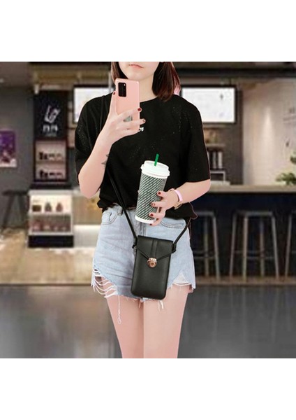 Adet Kadın Moda Kilit Crossbody Çanta Dokunmatik Ekran Pu Omuz Çantası Cep Telefonu Cep Cüzdan Kadınlar Için Crossbody Cep Telefonu Çantası (Yurt Dışından)