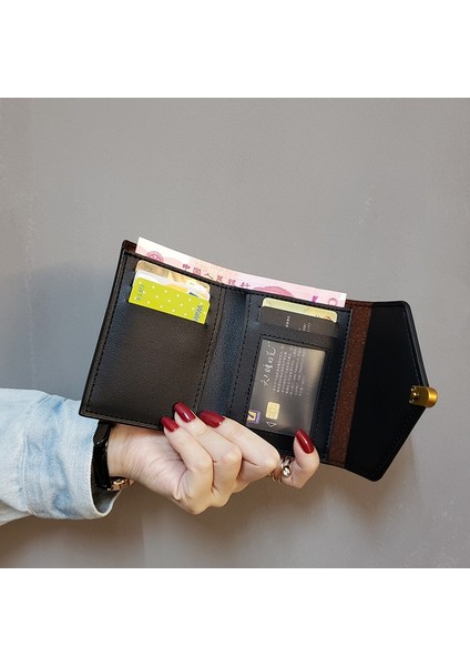 Yeni Kadın Cüzdan Deri Çanta Moda Üç Katlı Basit Siyah Kısa Cüzdan Yüksek Kaliteli Yumuşak Çanta Deri Küçük Para Cebi (Yurt Dışından) modelleri