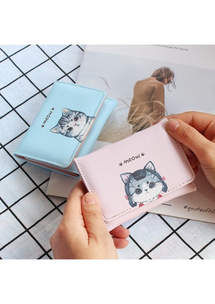 Karikatür Kedi Baskı Cüzdan Kawaii Kadın Kısa Mini Çantalar Üçe Katlanmış Sevimli Öğrenci Küçük Çile Cüzdan Pu Deri Kımlık Kredi Kartı Tutucu (Yurt Dışından) fiyatları