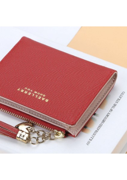 Baellerry Yeni Bayan Cüzdan Kısa Fermuar Çapraz Desen Çanta Yaratıcı Püskül Cüzdan Kore Versiyonu (Yurt Dışından) modelleri