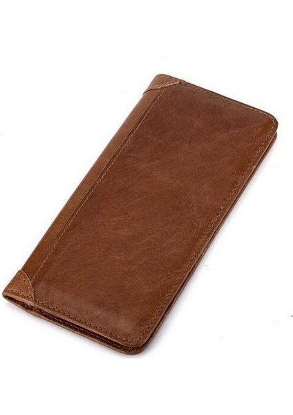 Deri Sığır Derisi Erkek Bifold Çanta Uzun Tasarımcı Para Cebi Kart Sahibinin Debriyaj Çanta Vintage Erkek Cüzdan (Yurt Dışından)