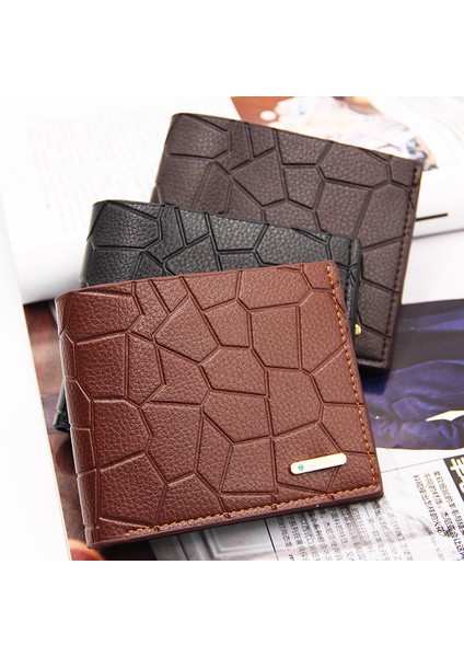 Erkek Cüzdan Kısa Rahat Moda Basit Ince Cüzdan Gençlik Büyük Kapasiteli Erkek Cüzdan Kart Kılıfı Bozuk Para Cüzdanı (Yurt Dışından)