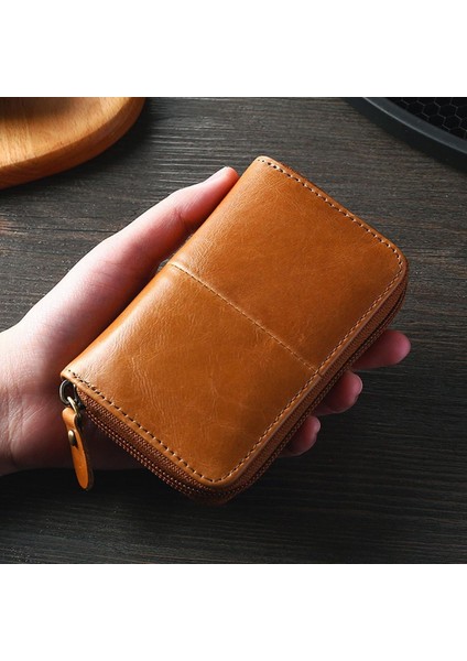Inek Deri Kartvizitlik Erkek Mavi/Kahverengi/Kahve Kredi Kartı Cüzdanı Anti Rfid Kart Retro Banka/Kimlik/Kredi Kartı Tutucu (Yurt Dışından)