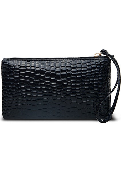 Adet Kadın Pu Debriyaj Uzun Rahat Cüzdan Litchi Tahıl Bozuk Para Cüzdanı Kadın Çantası Bilek Çantaları Fermuarlı Telefon Cebi Kredi Kartı Tutucu (Yurt Dışından) fırsatları