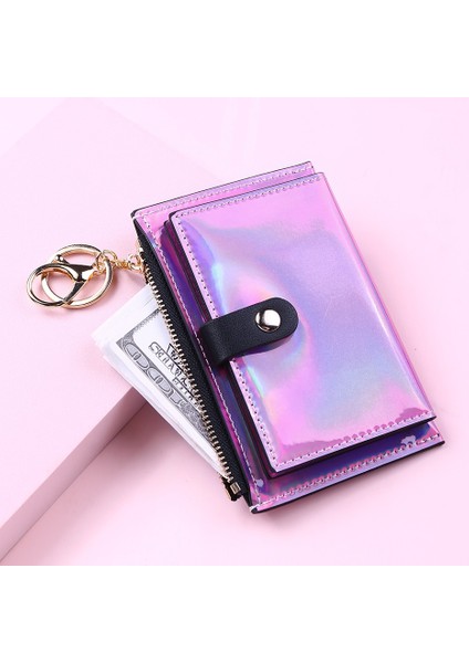 2022 Yeni Moda Şeffaf Cüzdan Kadın Kısa Pvc Şeffaf Kore Holografik Kart Tutucu Kadın Sevimli Çanta Para Çantaları (Yurt Dışından)