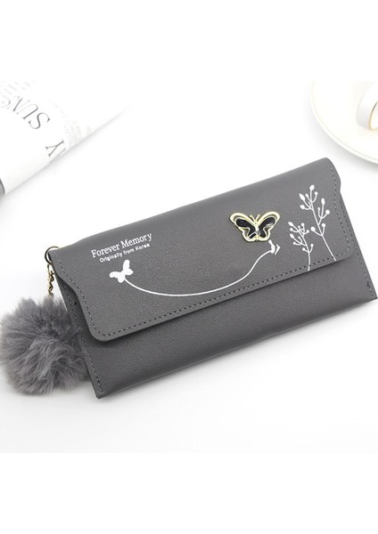 Moda Yeni Kadın Uzun Cüzdan Saf Renk Yün Topu Yay Debriyaj Çanta Kadın Uzun Çanta Kart Çantası Bozuk Para Cüzdanı (Yurt Dışından) fiyatları