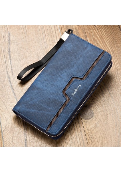 Baellerry Marka Erkek Cüzdan Retro Otantik Kanvas Bozuk Para Cüzdanı Büyük Kapasiteli El Cüzdanı Erkek Bileklik Cep Telefonu Çanta Mavi (Yurt Dışından) fırsatları