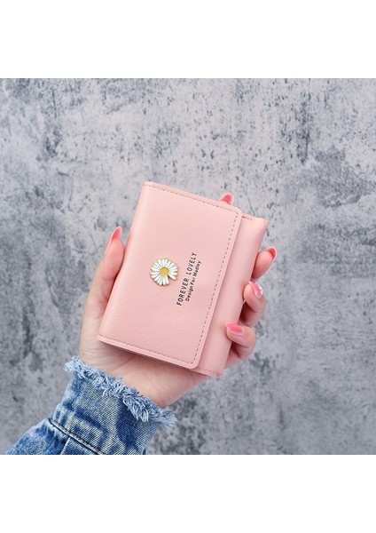 2022 Yeni Kadın Cüzdan Papatya Kısa Küçük Üç Katlı El Yapımı Cüzdan Çoklu Kart Kart Sahibinin Bozuk Para Cüzdanı Lüks Tasarımcı Cüzdan (Yurt Dışından)