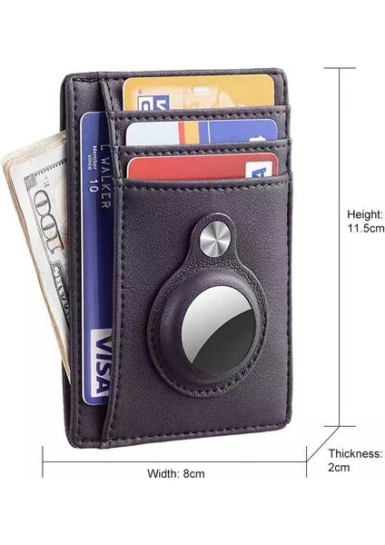 Pu Deri Erkek Hava Etiketleri Cüzdan Casekey Apple Hava Etiketleri Anti-Kayıp Koruyucu Kapak Standı Çok Fonksiyonlu Kart Tutucu Klip Kılıf (Yurt Dışından) modelleri