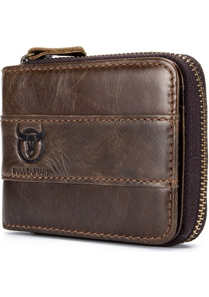 Bullcaptaın Deri Erkek Cüzdan Rfıd Engelleme Vintage Bifold Cüzdan Kredi Kartı Tutucu Kahverengi (Yurt Dışından) modelleri