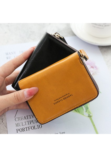 2021 Yeni Vintage Deri Kadın Cüzdan Kredi Kartı Tutucu Bayan Fermuarlı Para Çantası Kart Koruma Kılıfı Cep Kadın Bozuk Para Çantaları (Yurt Dışından)