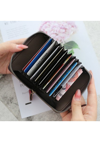 2021 Yeni Vintage Deri Kadın Cüzdan Kredi Kartı Tutucu Bayan Fermuarlı Para Çantası Kart Koruma Kılıfı Cep Kadın Bozuk Para Çantaları (Yurt Dışından) fırsatları