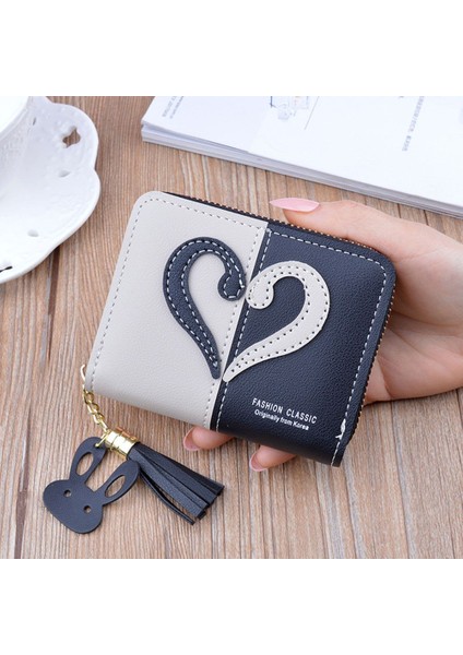 Mini Püskül Cüzdan Kadın Kalp Çanta Kadın Kısa Mini Cüzdan Küçük Fermuar Anahtar Bozuk Para Cüzdanı Öğrencileri Güzel Kart Tutucu Debriyaj (Yurt Dışından) fiyatları