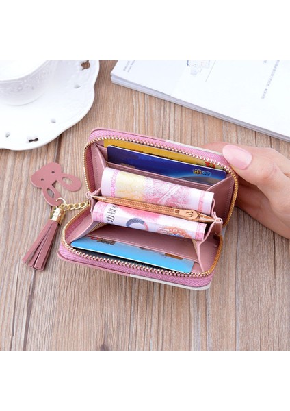 Mini Püskül Cüzdan Kadın Kalp Çanta Kadın Kısa Mini Cüzdan Küçük Fermuar Anahtar Bozuk Para Cüzdanı Öğrencileri Güzel Kart Tutucu Debriyaj (Yurt Dışından) indirimleri