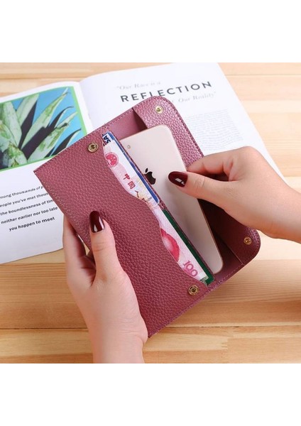 Kadın Uzun Çantalar Cüzdan Metal Toka İle Basit Kız Cüzdan Para Cebi Kart Tutucu Kadın Cüzdan Telefon El Çantası (Yurt Dışından) fiyatları