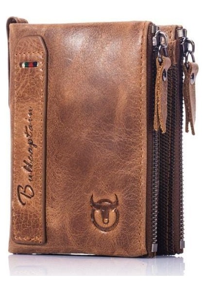 Erkekler Için Vintage Deri Kart Sahibinin 2 Cepli Para Çantası Moda Cüzdan (Yurt Dışından)