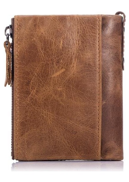 Erkekler Için Vintage Deri Kart Sahibinin 2 Cepli Para Çantası Moda Cüzdan (Yurt Dışından)