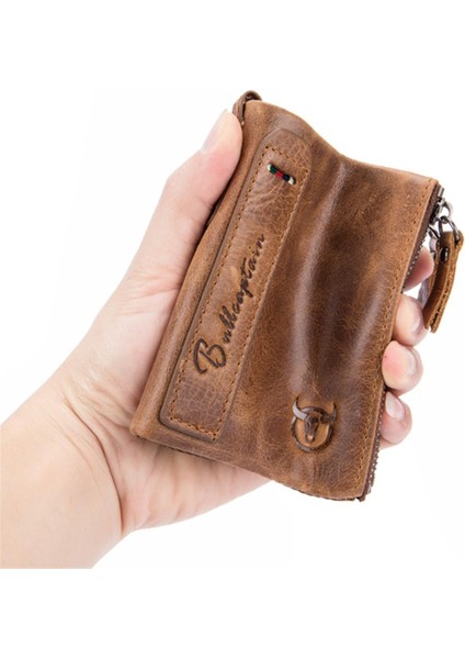 Erkekler Için Vintage Deri Kart Sahibinin 2 Cepli Para Çantası Moda Cüzdan (Yurt Dışından)