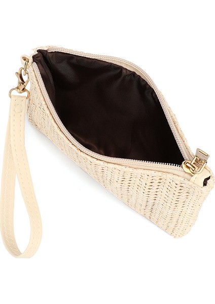 Dokuma Çanta Moda Bayan Bileklik Debriyaj Kadın Günlük Para Telefonu Debriyaj Katı Saman Dokuma Bozuk Para Cüzdanı Plaj Cüzdan Kart Çantası (Yurt Dışından) modelleri