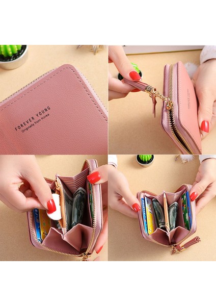 Basit Kare Cüzdan Kadın Cüzdan Yeni Kore Tarzı Kısa Fermuar Küçük Cüzdan Püskül Mini Bozuk Para Cüzdanı Kadın Debriyaj Kart Sahibinin (Yurt Dışından) fiyatları