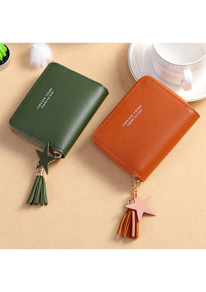 Basit Kare Cüzdan Kadın Cüzdan Yeni Kore Tarzı Kısa Fermuar Küçük Cüzdan Püskül Mini Bozuk Para Cüzdanı Kadın Debriyaj Kart Sahibinin (Yurt Dışından) modelleri