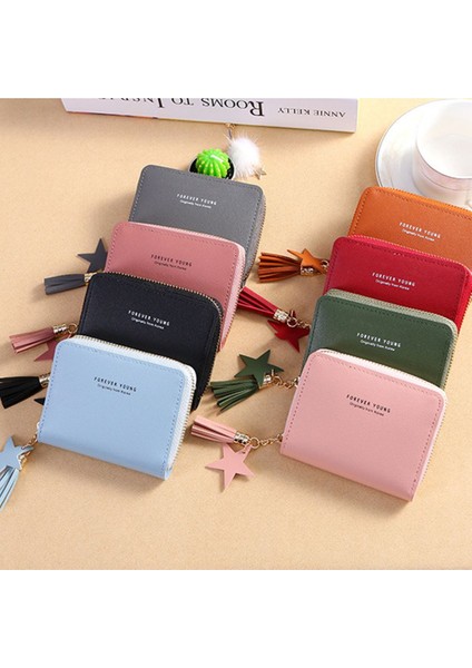 Basit Kare Cüzdan Kadın Cüzdan Yeni Kore Tarzı Kısa Fermuar Küçük Cüzdan Püskül Mini Bozuk Para Cüzdanı Kadın Debriyaj Kart Sahibinin (Yurt Dışından) indirimleri