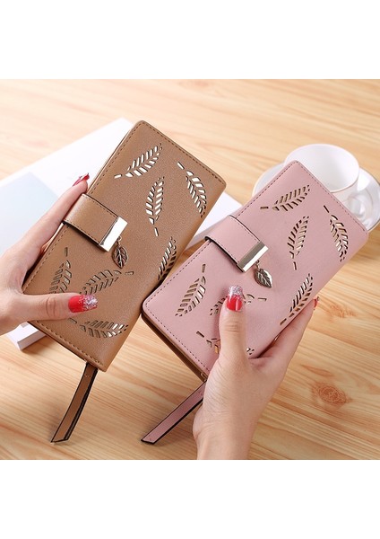 Kadın Hollow Altın Yaprak Toka Cüzdan Kadın Uzun Fermuar Bozuk Para Çantaları Bayanlar Çok Fonksiyonlu Kart Tutucu Debriyaj Para Çantası (Yurt Dışından) modelleri