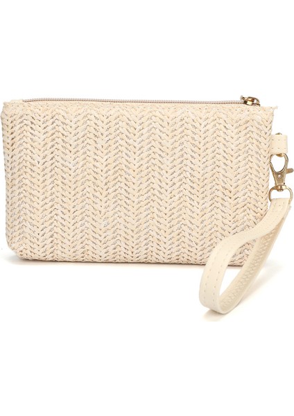 Dokuma Çanta Moda Bayan Bileklik Debriyaj Kadın Günlük Para Telefonu Debriyaj Katı Saman Dokuma Bozuk Para Cüzdanı Plaj Cüzdan Kart Çantası (Yurt Dışından) fırsatları