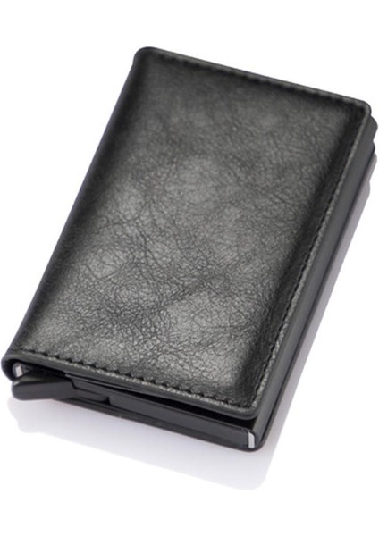 Vm Moda Öpücük Erkek/Kadın Rfıd Cüzdan Mini Kart Tutucu Cüzdan Karbon Fiber Siyah Sihirli Üç Katlı Küçük Para Çantası Erkek Çantalar (Yurt Dışından)