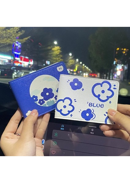 Mavi Sevimli Baskı Kart Sahibinin Cüzdan Kımlık Koruyucu Kart Kılıfı Ehliyet Kapağı Kart Tutucu Koruyucu Kapak Yaratıcı 6 Kart Yuvaları (Yurt Dışından) modelleri